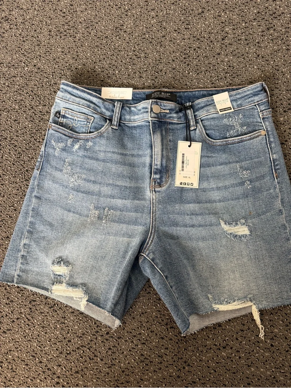 Light Wash Distressed Denim Shorts